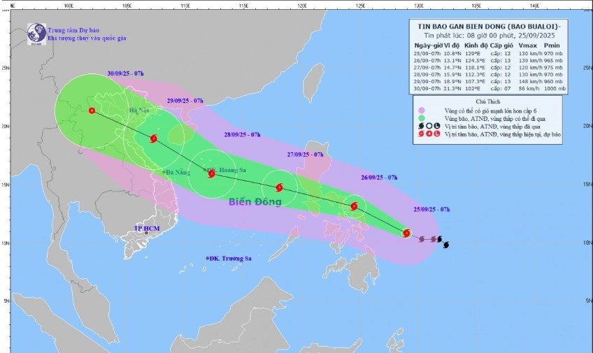 Typhoon Bualoi heads toward East Sea, central Vietnam told brace for impact